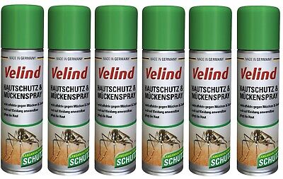 6x Velind Protección para la Piel Aerosol Insectos Repelente de Mosquitos Moscas