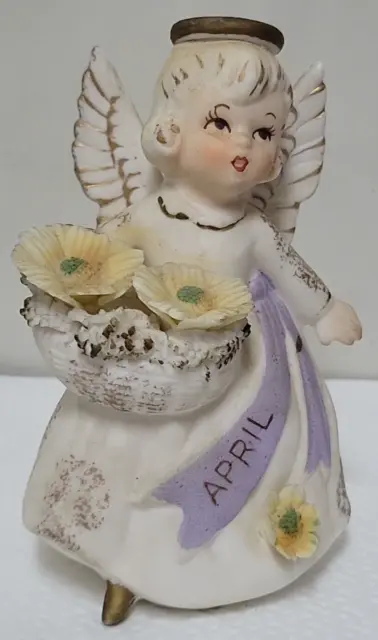 1950's Lefton April Birthday Girl Angel 3332 Ceramic Figurine