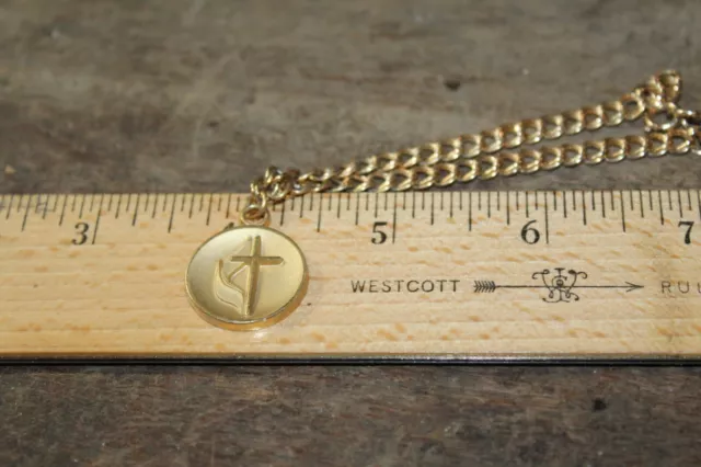 Vintage Gold Tone Pendant and Chain  I Am A United Methodist