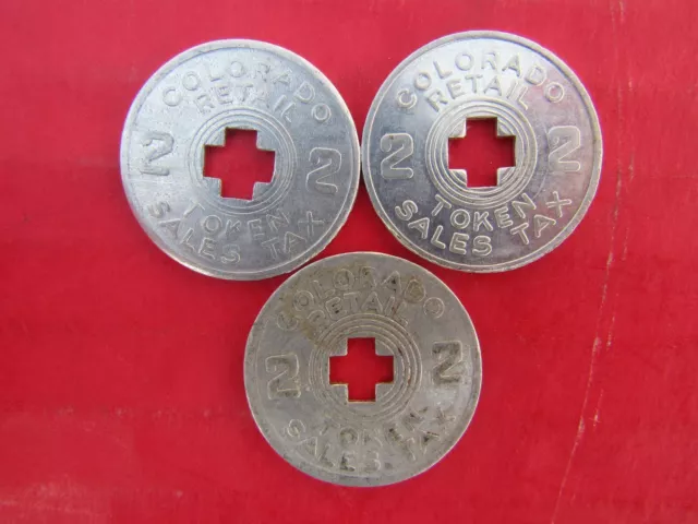 TAX COIN TOKEN 3 COLORADO State Retail Sales Tax 2-Mills Center Plus Hole
