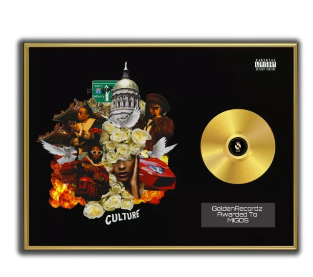 Migos Poster, CULTURE I GOLD/PLATINIUM CD, gerahmtes Poster HipHop Rap WallArt