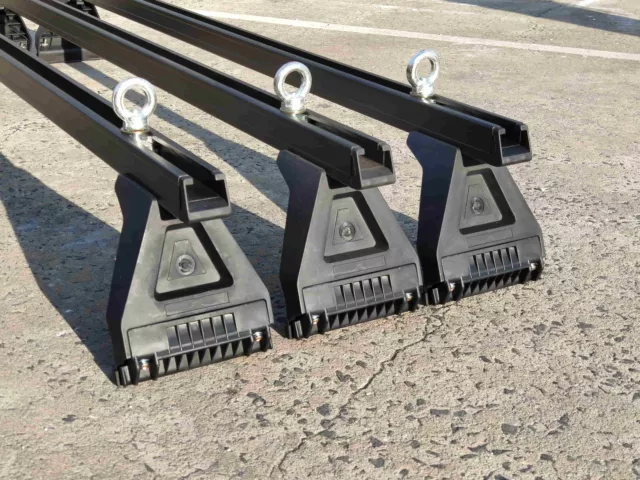 3 x 8" Black Aluminium Roof Racks for Gutter Rail Mount Vehicles Van Ute Rack