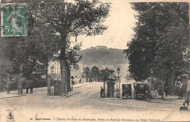 SURESNES - entrance to the wood of boulogne, door and bridge of Suresnes - the mont......