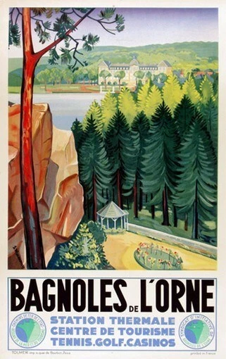 FRANCE VINTAGE TRAVEL POSTER Bagnoles de L'Orne RARE