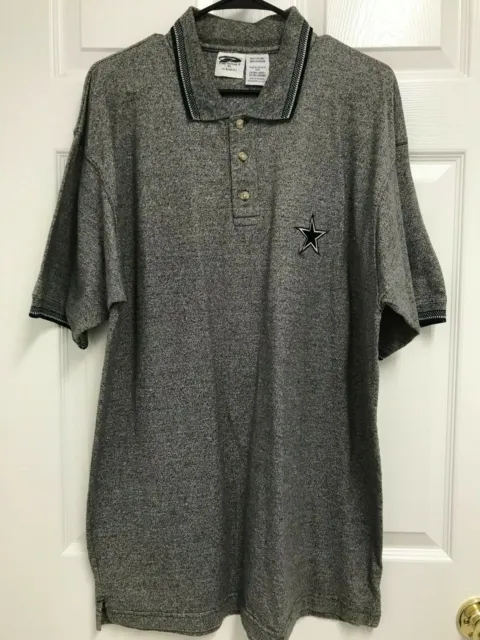 DALLAS COWBOYS Logo Men Gray Short Sleeve Cotton Polo Shirt XL Edge 1989 NFLP