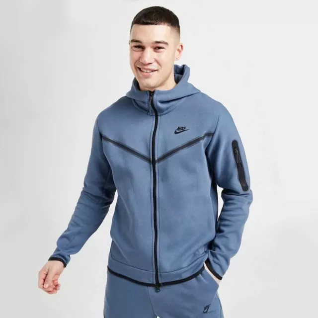 NEW NIKE TECH Fleece Black Full-Zip Sportswear Hoodie ✓ Mens Size