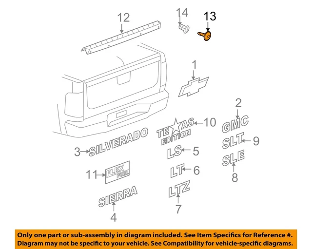 GM OEM Pick Dessus Boite Bed-Edge Moulage Boulon 11561637