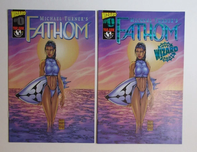 Michael Turner's Fathom #0 Special Wizard Foil Edition (1998 Top Cow) Comic LOT
