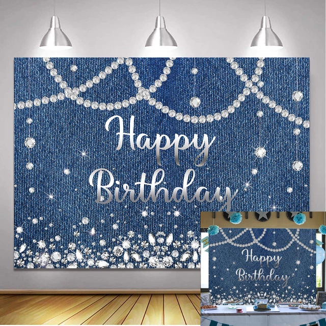 Fondo de fondo azul fiesta de cumpleaños brillante diamante feliz cumpleaños