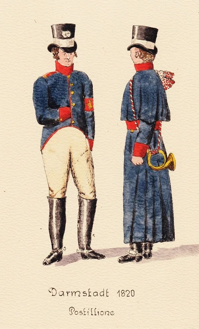 Post Office Darmstadt 1820 Uniform Post Uniform Watercolor Watercolor Drawing