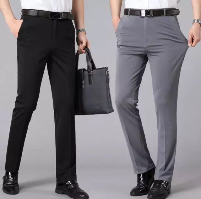 New Summer Men's Thin elastic Cotton pants Casual Slim Straight Trousers gift