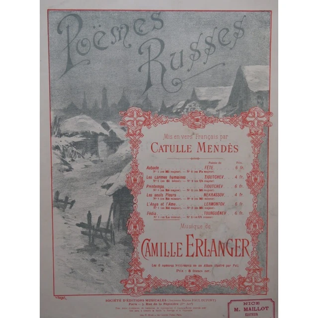 ERLANGER Camille Fédia Poème Russe Chant Piano