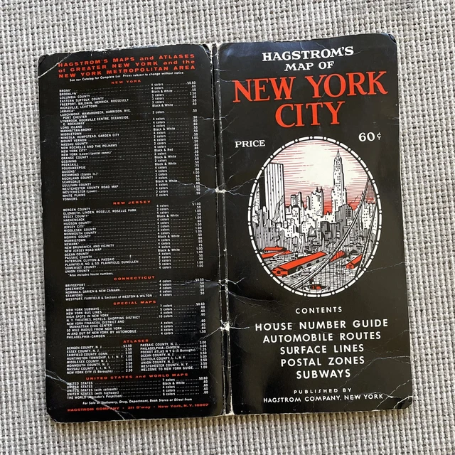 VINTAGE HAGSTROM'S MAP New York City House Number Guide Postal Zones