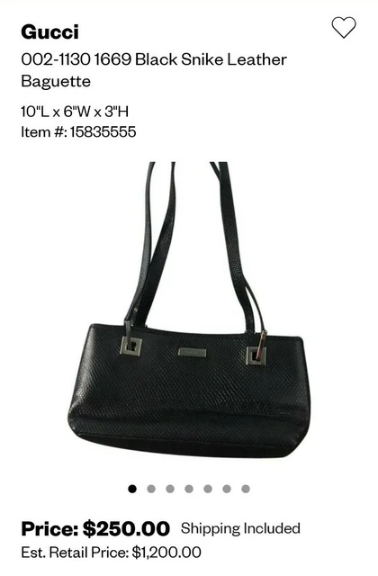 Authentic Gucci (002-1130 1669) black snake baguette bag - made in italy