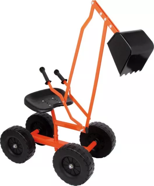 Bagger mit Rädern für Sandkasten Kinderbagger Metallbagger Spielzeug Sitzbagger