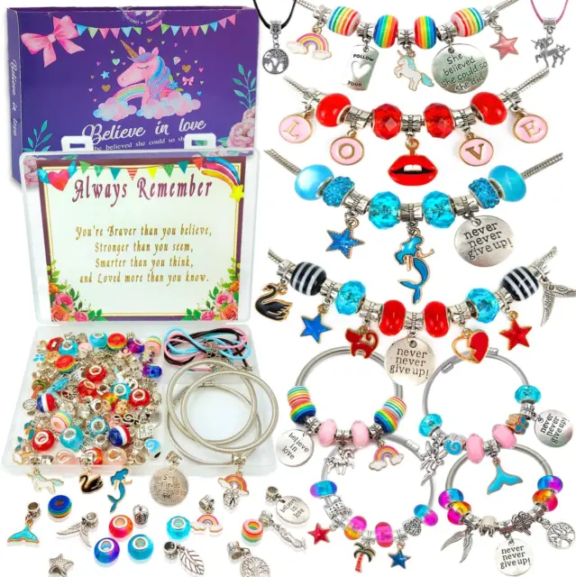 Charm Bracelet Making Kit, Unicorn/Mermaid Teen Girl Gifts