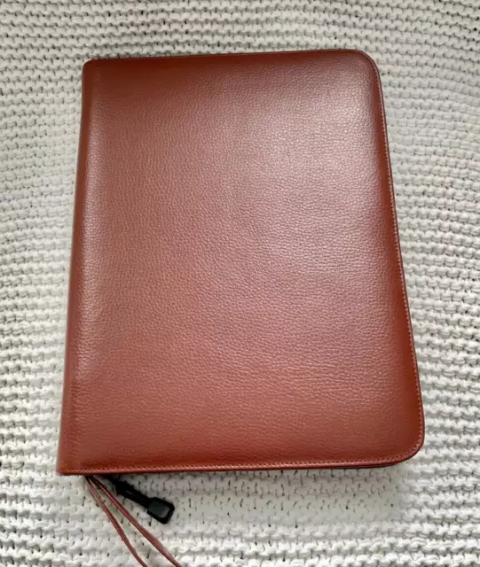 Pen Case Album Organizer Brown Pebbled Leather 46 Pen Loops Great Condition!