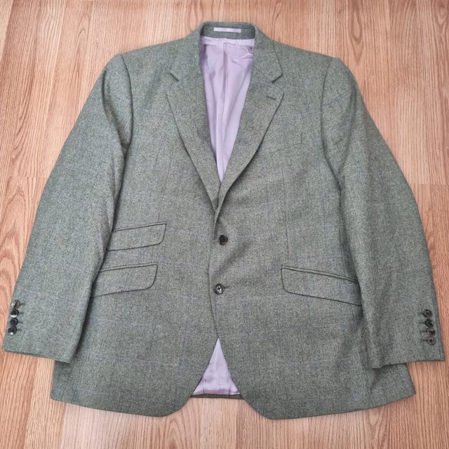 Charles Tyrwhitt Olive Scottish Tweed Luxury Blazer Jacket 46R Cashmere Wool