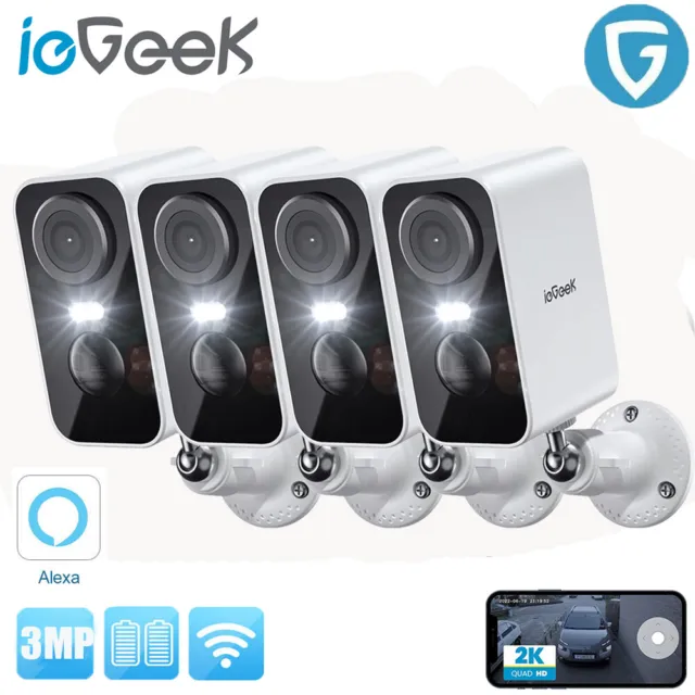 ieGeek 3MP Outdoor Wireless Security Camera WiFi Home Solar/Battery CCTV System