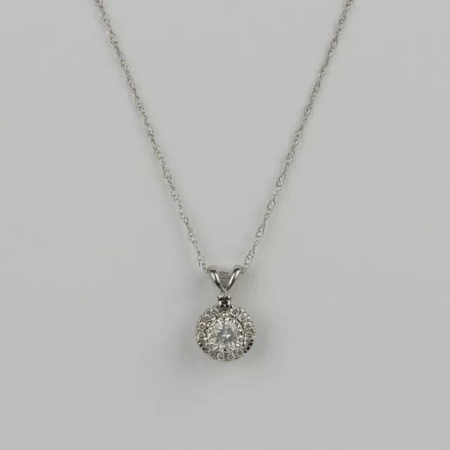 10k White Gold, 0.25 Carat Diamond Women's Pendant Necklace 18"