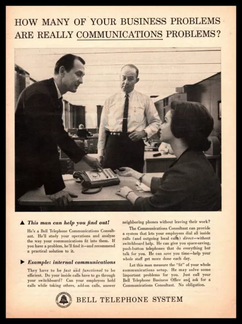 1962 Bell Telephone Communications Consultant Business Office Vintage Print Ad