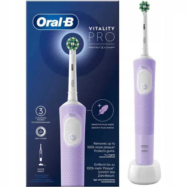 Oral-B Vitality PRO Protect X Clean Cepillo de dientes eléctrico Lila 3 modos