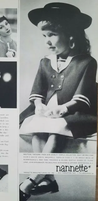1959 Bambine Nannette Shirley Temple Collezione Sailor Abito Giacca Cappello Ad
