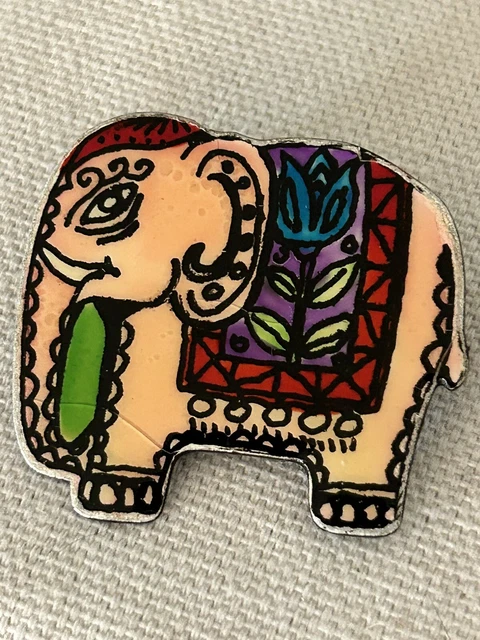 VINTAGE ELEPHANT HAT LAPEL PIN BACK Stamped WEST GERMANY 1.50” Square