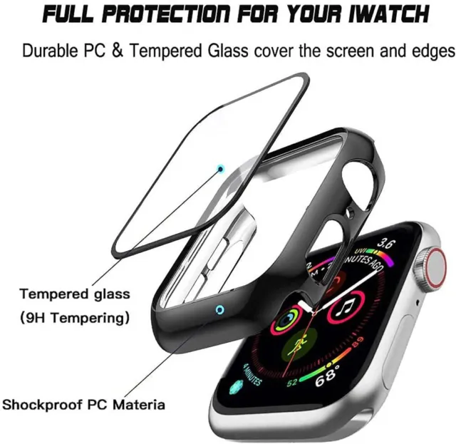 Funda rígida delgada + protector de pantalla para Apple Watch Series 8 SE 40 mm 41 mm 45 mm 44 mm 2