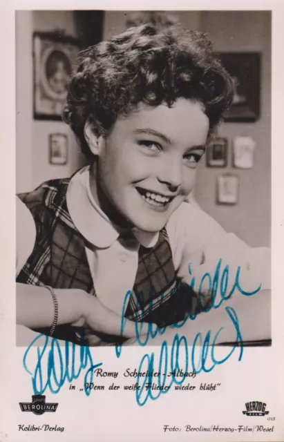 ROMY SCHNEIDER ALBACH Original Autogramm signierte Kolibri Postkarte 50er selten