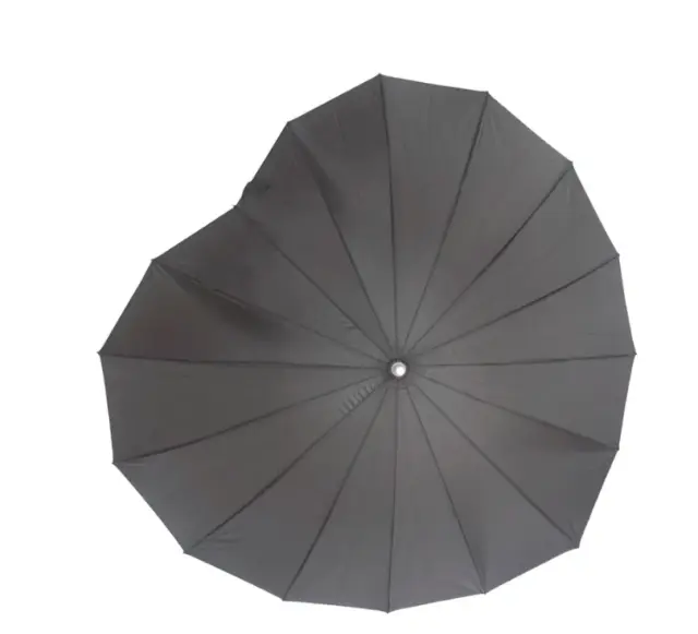 SOAKE Heart Shaped Stylish Modern Wedding Umbrella Black