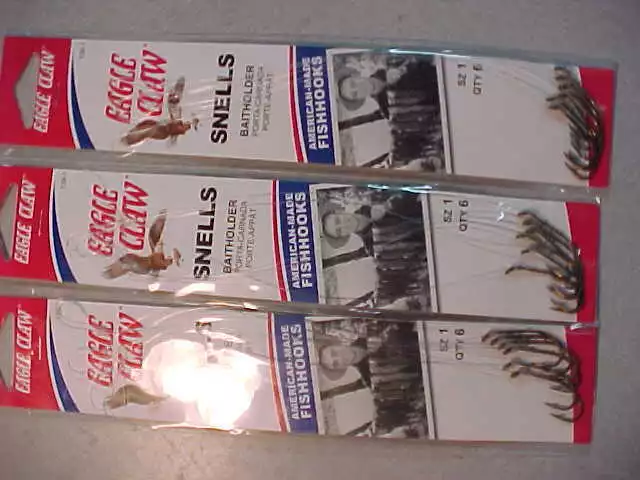 18 SNELLED EAGLE Claw 139 Bait Holder Fishing Hooks Size 12 $11.96 -  PicClick
