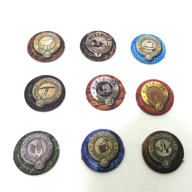 Hunger Games Training Days Game Replacement Pieces- 9 District Tokens