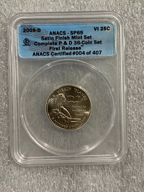 2009 D US Virgin Islands Quarter 25 Cent Coin ANACS SP69 ~ Satin Finish