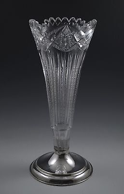 Abp American Brilliant Cut Glass Hawkes Brunswick Trumpet Vase 10.1/2" H Rare