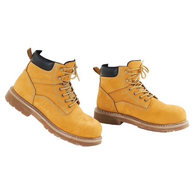 Bottes De Travail VEVOR à Embout Acier - Imperméables, Taille US 12, Cuir Vachette, Marron/jaune