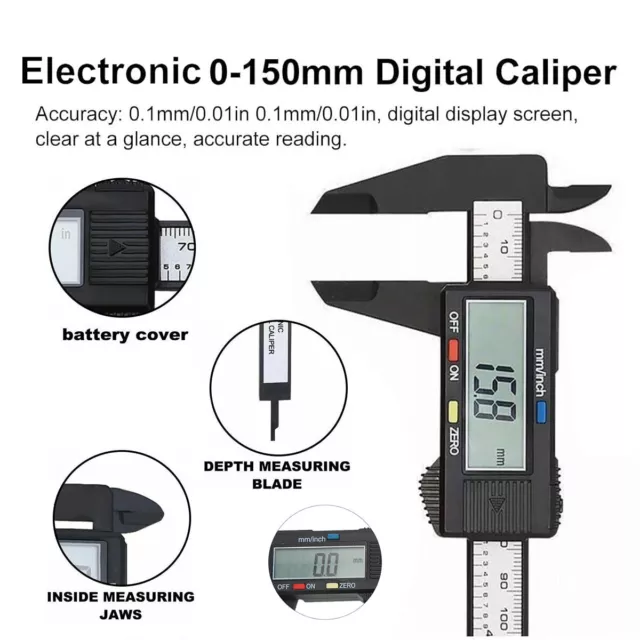 DIGITAL VERNIER LCD CALIPER UK MICROMETER MEASURE TOOL GAUGE RULE 150mm 6"