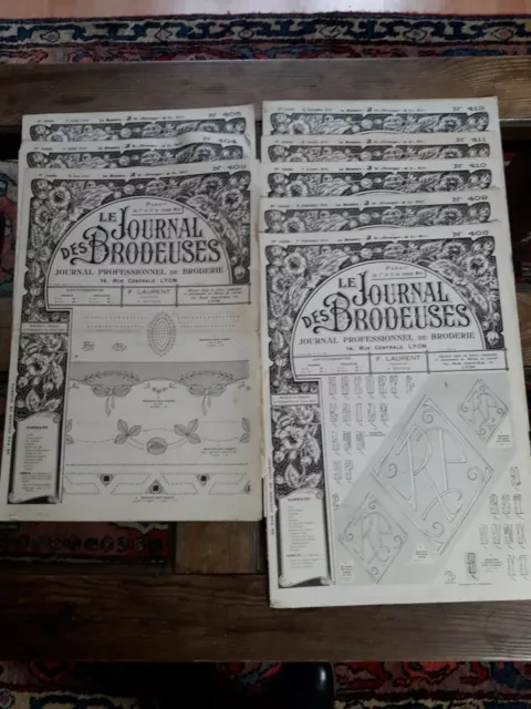 8 ANCIENS JOURNAUX LE JOURNAL DES BRODEUSES 1934 Old EMBROIDERY PATTERNS REVIEWS