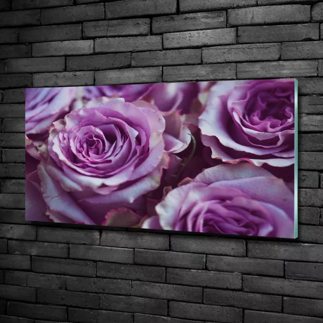 Tulup Pittura Su Vetro Tempereto Immagine 100x50cm - Rose Viola