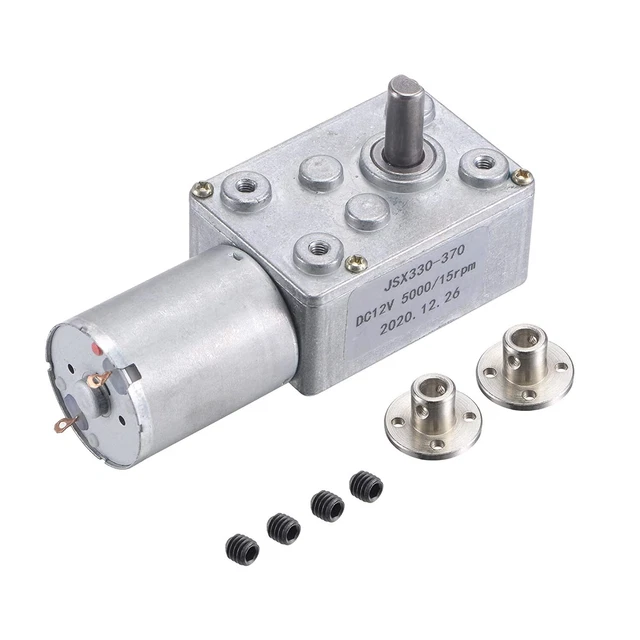 uxcell Worm Geared Motor W Rigid Flange Shaft Coupling,DC 12V 15RPM Motor,H12x
