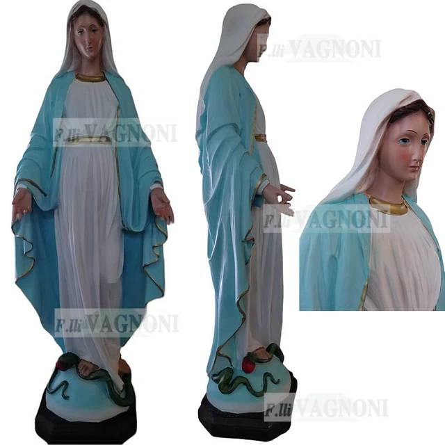 Statuetta Madonna Miracolosa 10 Cm In Polvere Di Marmo - Con Medaglia, Dipinta A Mano In Italia - Foto 9
