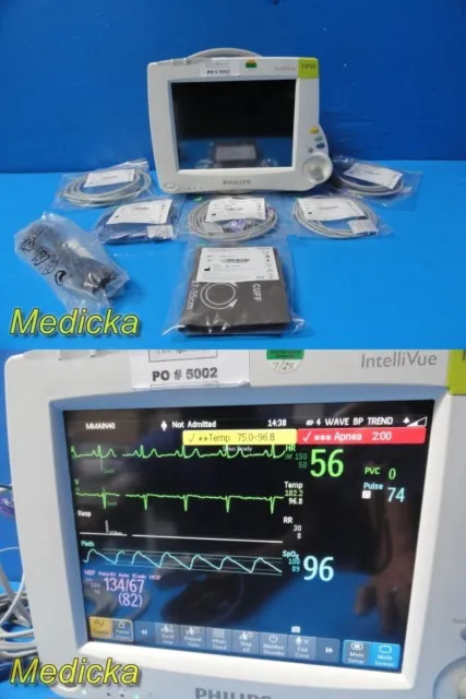 2014 Philips Intellivue MP30 Patient Monitor, NBP,SpO2,ECG,TEMP Leads,Mod ~31494