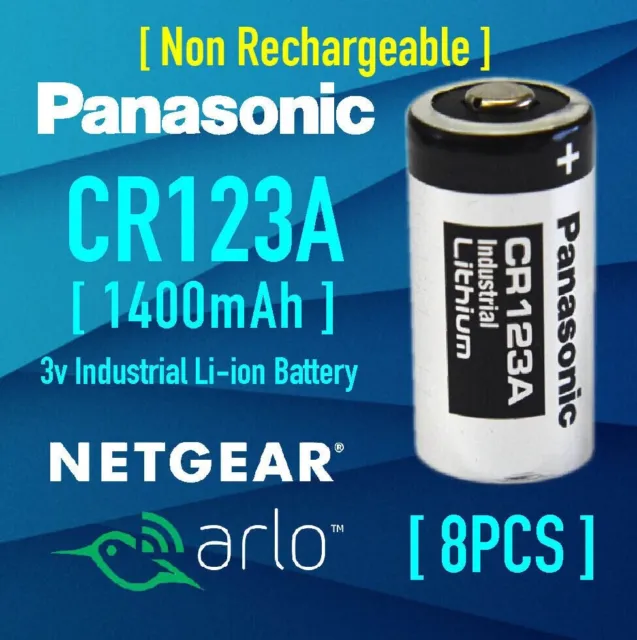 8xPanasonic 3V CR123A Li-ion Battery CR123 DL123A EL123A for Netgear Arlo Camera