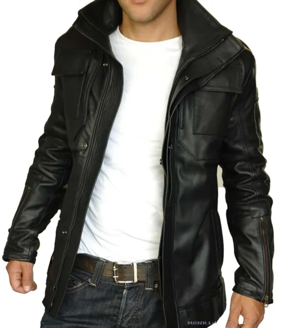 Leather Jacket Moto Black Men Pure Lambskin Biker Size S M L XL XXL Custom Made