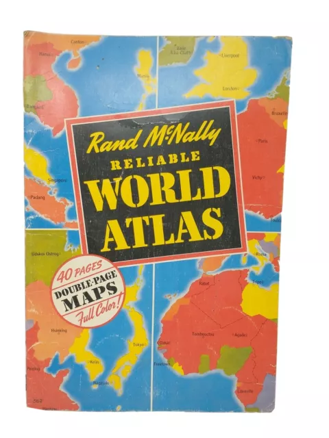 Vintage 1942 Rand McNally Reliable World Atlas Map