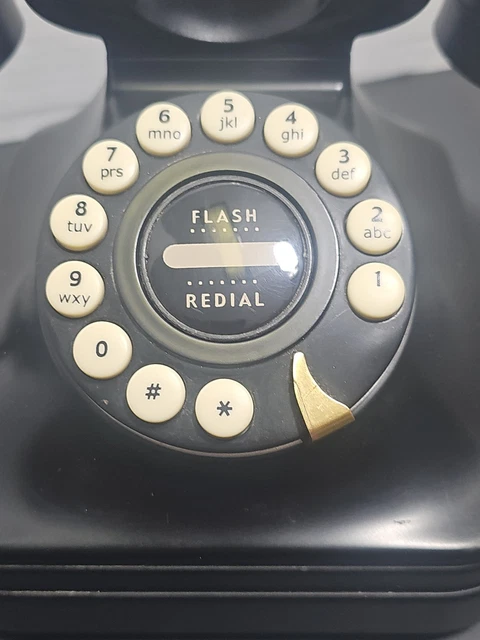 RETRO GRAND BLACK Phone Rotary-style Push Button Table Phone, Pottery ...