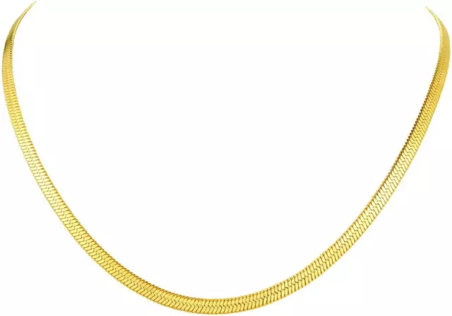 Damen Choker Schlangenkette 32Cm Vergoldet-3Mm Halskette mit Schmuckbox