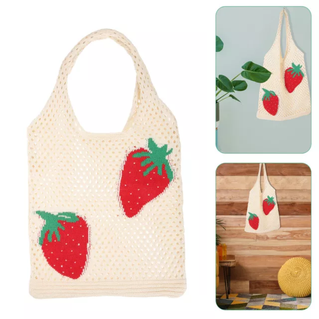 Strawberry Tote Bag Crochet Bag Woven Bag Beach Handbag Fashionable Women