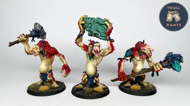 X3 Rockgut Troggoths Warhammer AOS - Figurines Plastique Gloomspite Gitz, Occasion