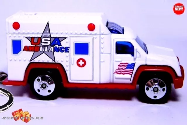 🎁 NICE KEY CHAIN WHITE AMBULANCE EMS/EMT MEDIC RESCUE CUSTOM Ltd GREAT GIFT🎁🎁